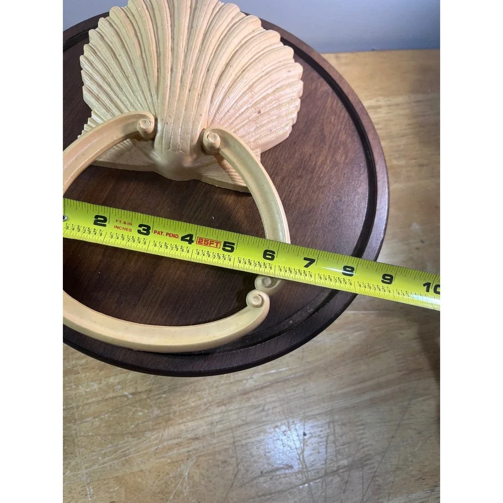 Vtg 1976 Syroco Yellow Sea shell Towel Ring Wall Mount Coastal Regency 3280 B